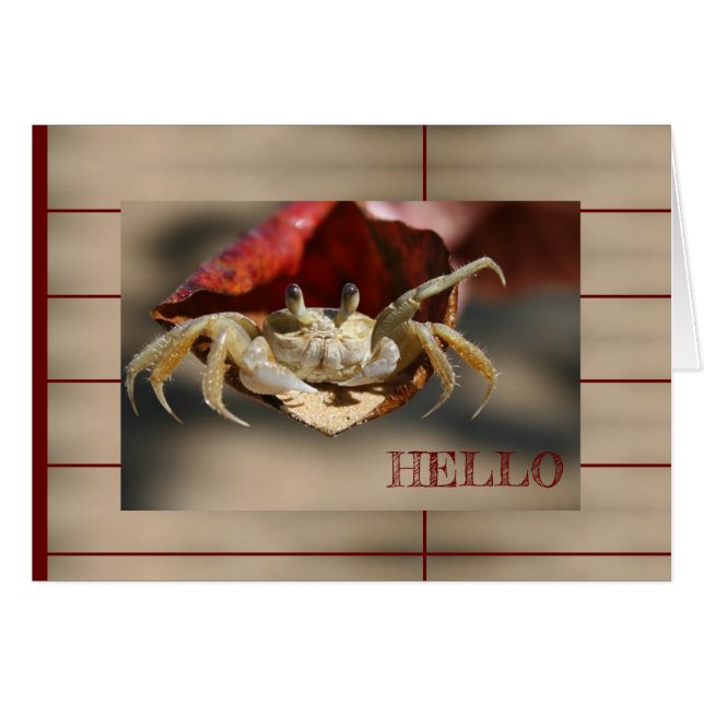 Crabe dans la feuille rouge Carte de voeux (Devant horizontal)
