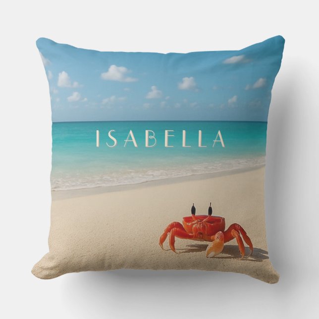 Crabe de la côte - Nom personnalisé Coussin (Recto)