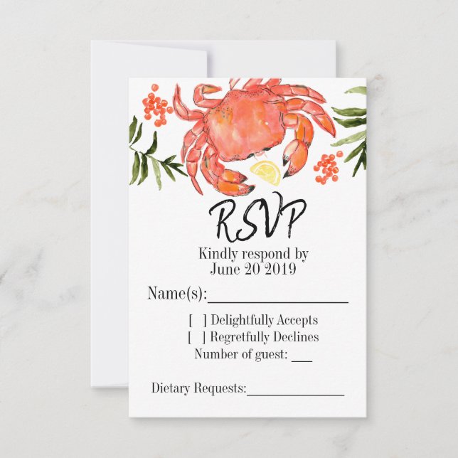 Crabe de mer bouillir fête d'été Carte Rsvp (Devant)