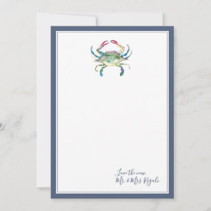 Crabe de mer Mariage Merci Cartes