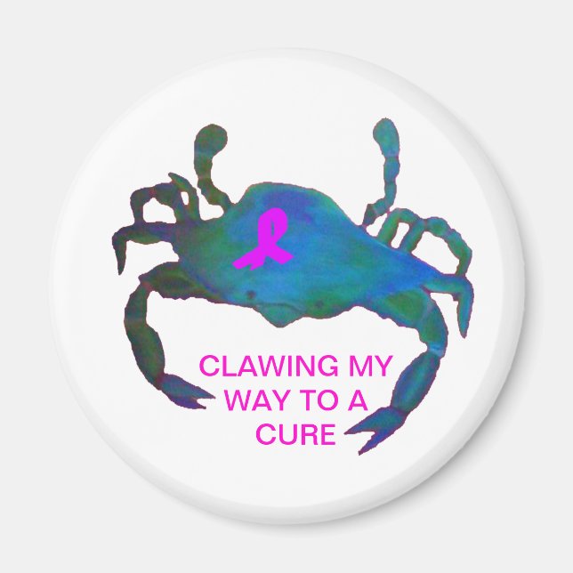 Crabe Pink Ribbon Magnet Sensibilisation au cancer (Devant)