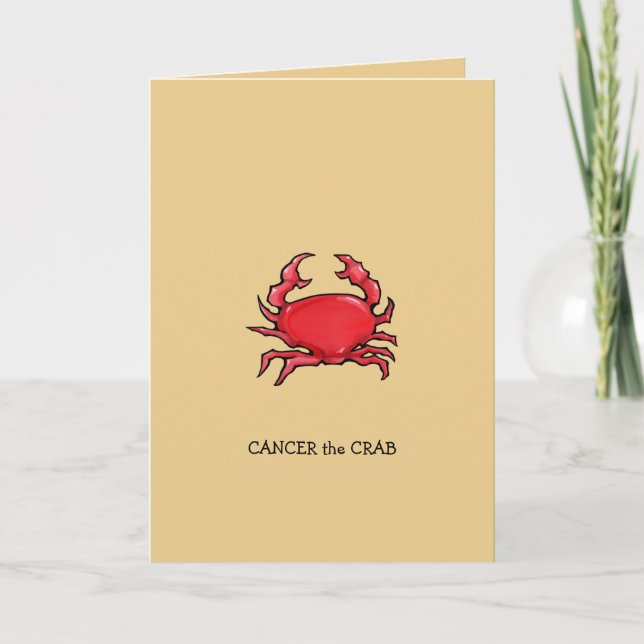 Crabe rouge et sable Cancer Zodiac Carte d'anniver (Devant)