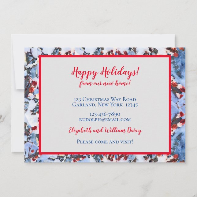 Crabe rouge Pommes baies de neige Nouvelle carte d (Devant)