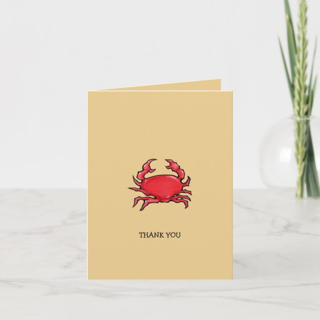 Crabe rouge sable Merci Carte de note (Devant)