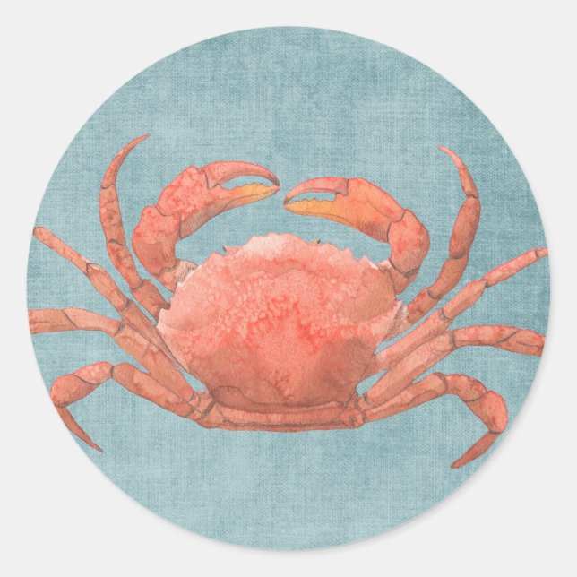 Crabe rouge sur les autocollants Denim (Devant)