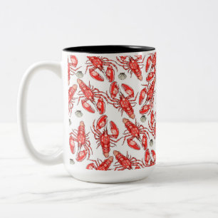 Crabs and lobsters. Seafood.  Two-Tone Coffee Mug