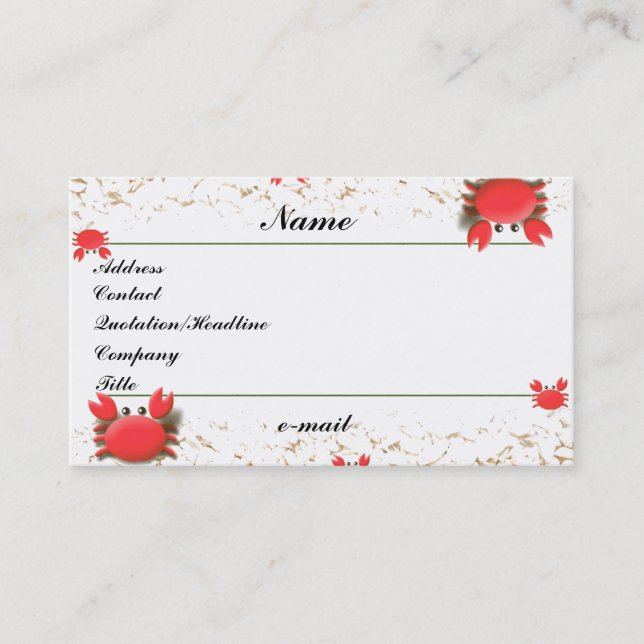 Crabs Beach Profile Card (Front)