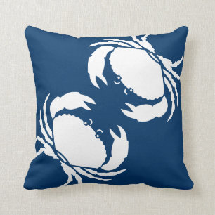 CRABS BLANC sur coussin bleu