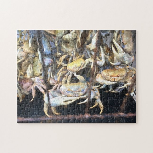 Crabs Crawling Pastel Watercolor Jigsaw Puzzle (Horizontal)