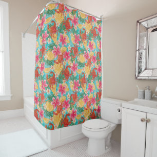 Crabs Lemons Hibiscus Hand-Drawn Tropical Pattern