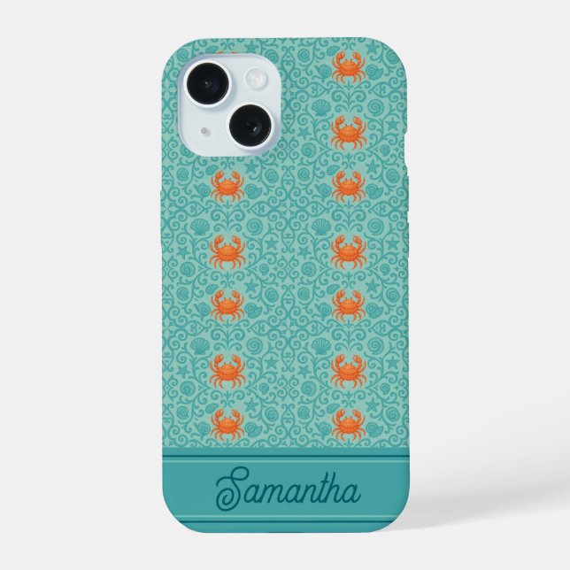Crabs Ornamental Symphony Personalized iPhone 15 Case (Back)