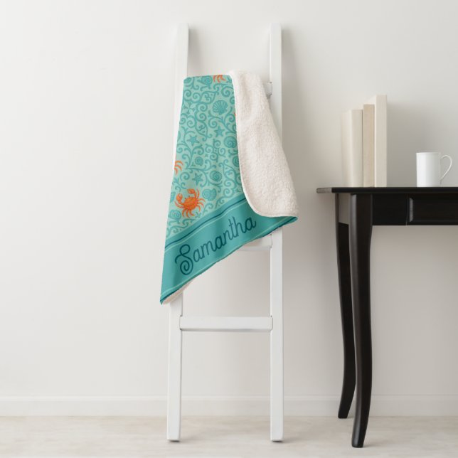 Crabs Ornamental Symphony Personalized Sherpa Blanket (In Situ)
