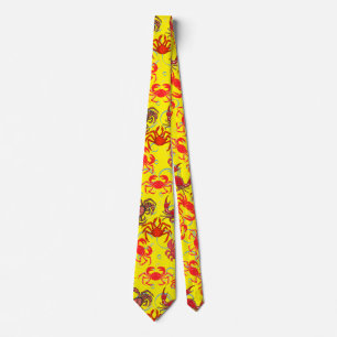 Crabs Patternx4 B Yellow BG Tie