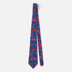 Crabs Patternx4 Blue BG Tie