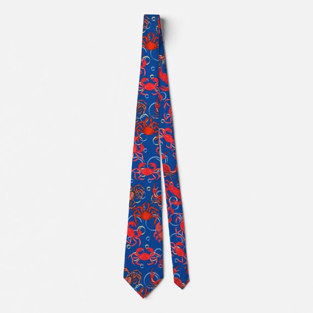 Crabs Patternx4 Blue BG Tie (Front)
