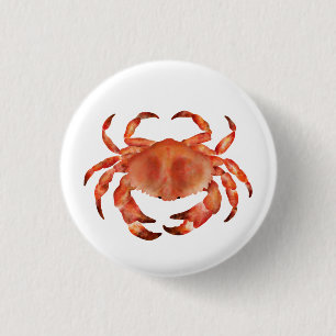Crabs Seaside Coastal Nautical 1 Inch Round Button