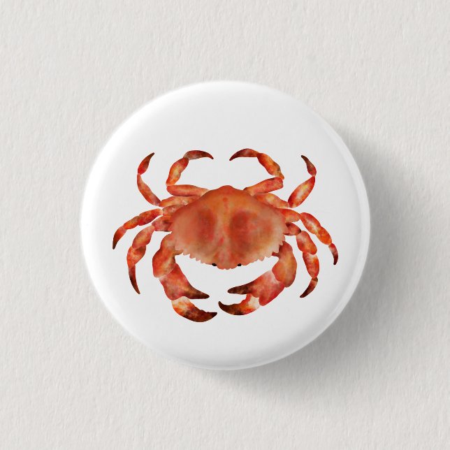 Crabs Seaside Coastal Nautical 1 Inch Round Button (Front)