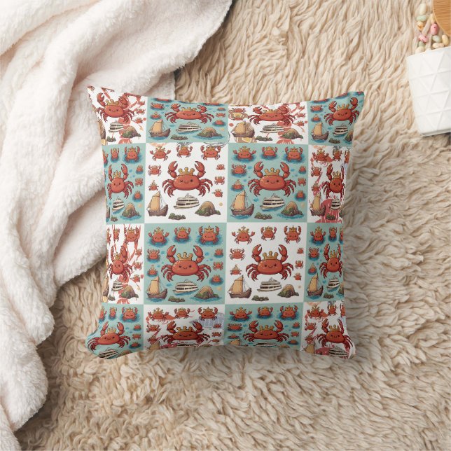 Crabs Travelling Pattern Throw Pillow (Blanket)