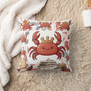 Crabs Travelling Print Throw Pillow