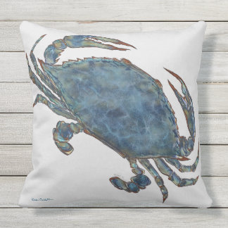 Crabs - True Blue Outdoor Pillow