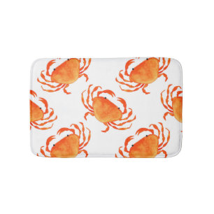 Crabs Watercolor: White Background Pattern Bath Mat