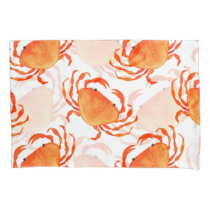 Crabs Watercolor: White Background Pattern Pillowcase