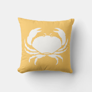 CRABS WHITE on Honey Yellow Throw Pillow