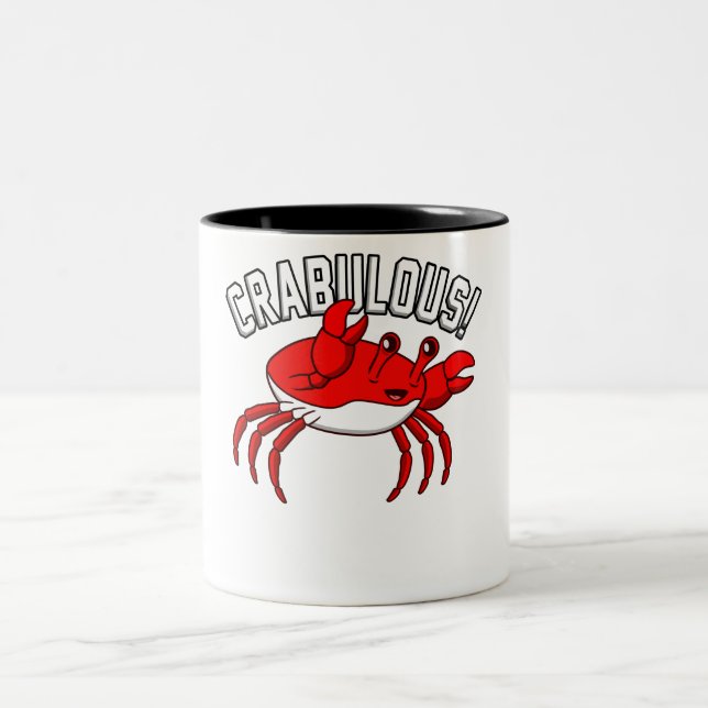 Crabulous Crabs Seafood Crabbing Crab Lobster Sea Two-Tone Coffee Mug (Center)
