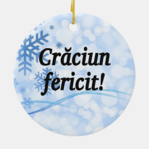 Crăciun fericit! Merry Christmas in Romanian bf Ceramic Ornament