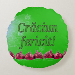 Crăciun fericit! Merry Christmas in Romanian gf Round Pillow