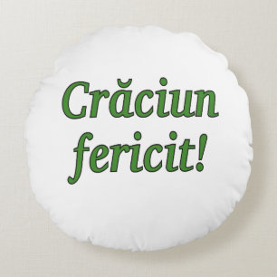 Crăciun fericit! Merry Christmas in Romanian gf Round Pillow