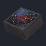 Crăciun fericit! Merry Christmas in Romanian rf Jewelry Box<br><div class="desc">Crăciun fericit! Merry Christmas in Romanian. White stars on a black and blue night background. Red font</div>