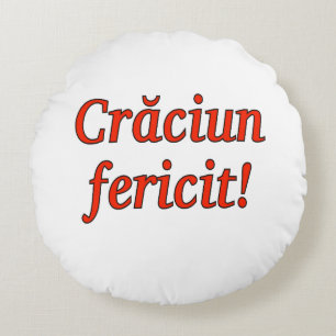 Crăciun fericit! Merry Christmas in Romanian rf Round Pillow