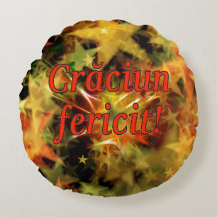 Crăciun fericit! Merry Christmas in Romanian rf Round Pillow