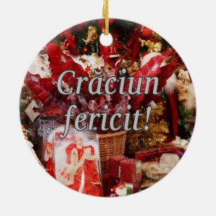 Crăciun fericit! Merry Christmas in Romanian wf Ceramic Ornament