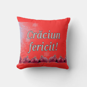 Crăciun fericit! Merry Christmas in Romanian wf Throw Pillow