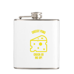 Crack cheesy puns funny cheese pun jokes hip flask