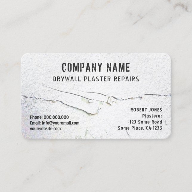 Crack in Drywall Plaster Repairs White Drywaller Business Card (Front)
