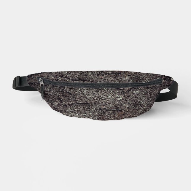 Cracked asphalt road grey lines fanny pack (Front)