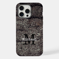 Cracked asphalt road grey lines Monogram