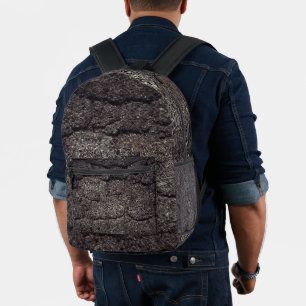 Cracked asphalt road grey lines printed backpack
