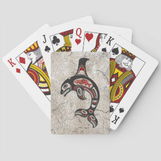 Cracked Blue and Black Haida Spirit Killer Whale Playing Cards
