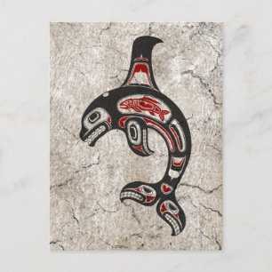 Cracked Blue and Black Haida Spirit Killer Whale Postcard