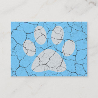 Cracked Blue Animal Paw Print  Business Cards