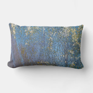 cracked blue textured paint pattern lumbar pillow