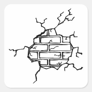 Cracked Brickwork Square Sticker