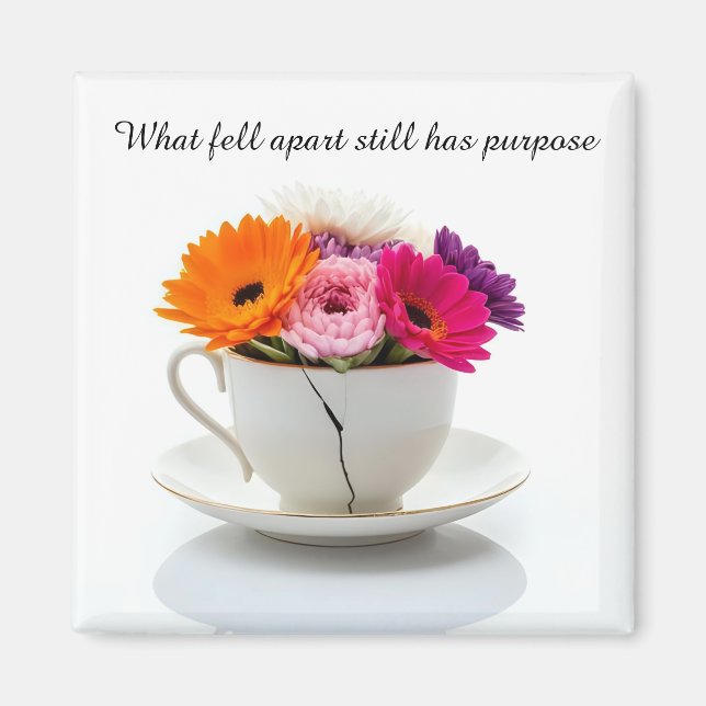 cracked broken teacup inspirational Magnet (Front)