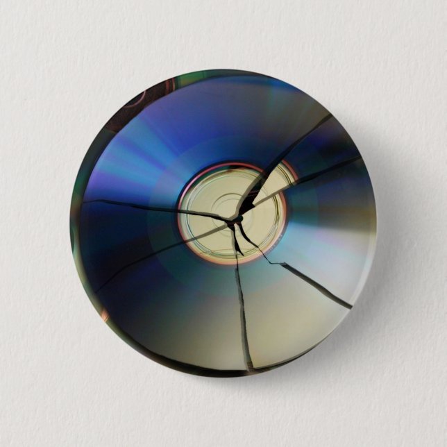 Cracked CD 2 Inch Round Button (Front)