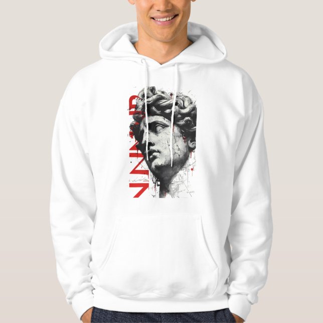 Cracked Classical Bust Trash Polka Art Hoodie (Front)