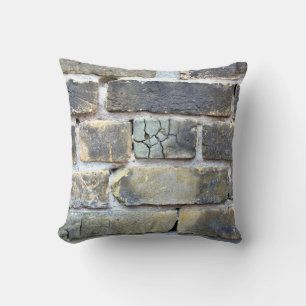 Cracked Crumbling Soft Grunge Brick Wall Throw Pillow